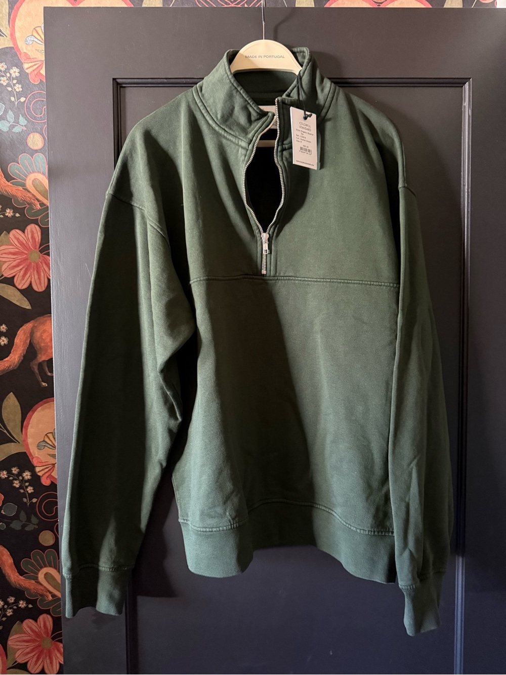 NEW Colorful Standard Men’s Organic Cotton Quarter Zip Hunter Green M Portugal